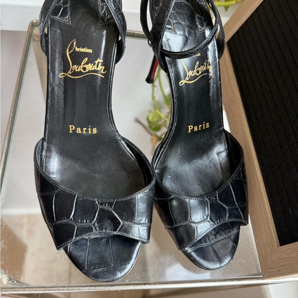Christian Louboutin Black Croc-Embossed Heels - Picture 8 of 8